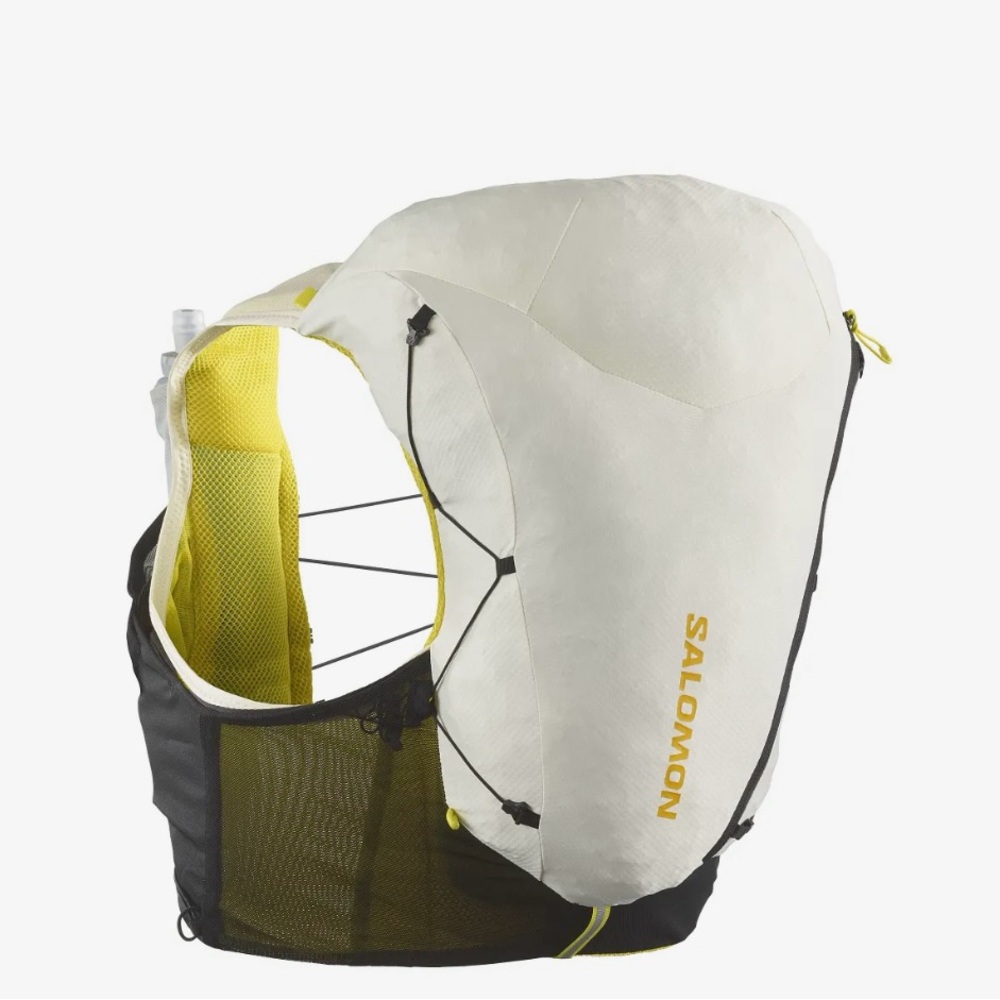 Salomon White and Yellow Hydration Vest